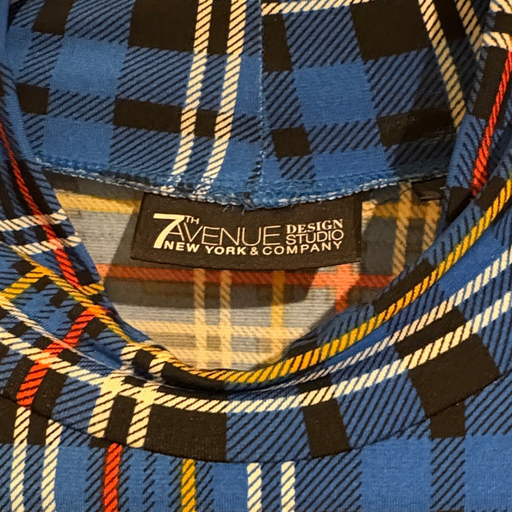 7th Avenue Blue Plaid Women's Blouse